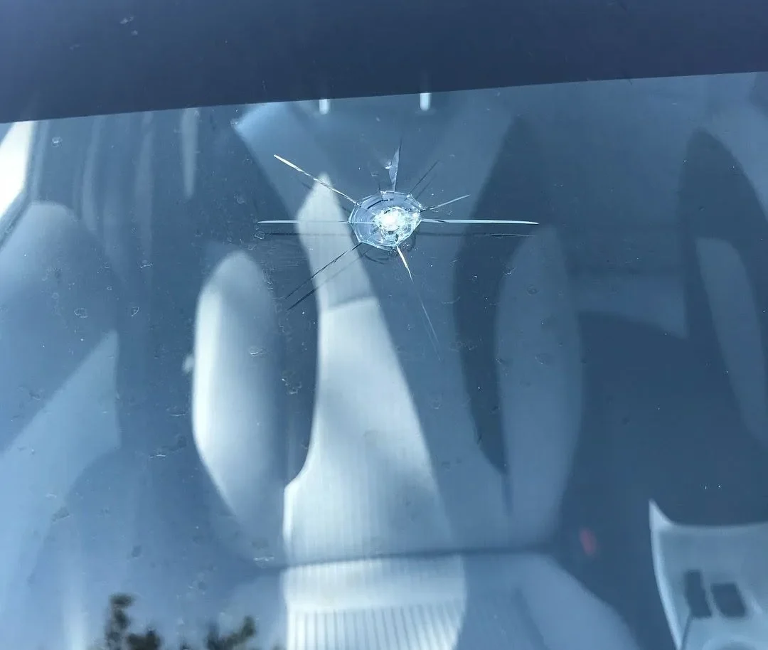 Precision Window Tint 13 chip in window before auto chip repair in Las Vegas